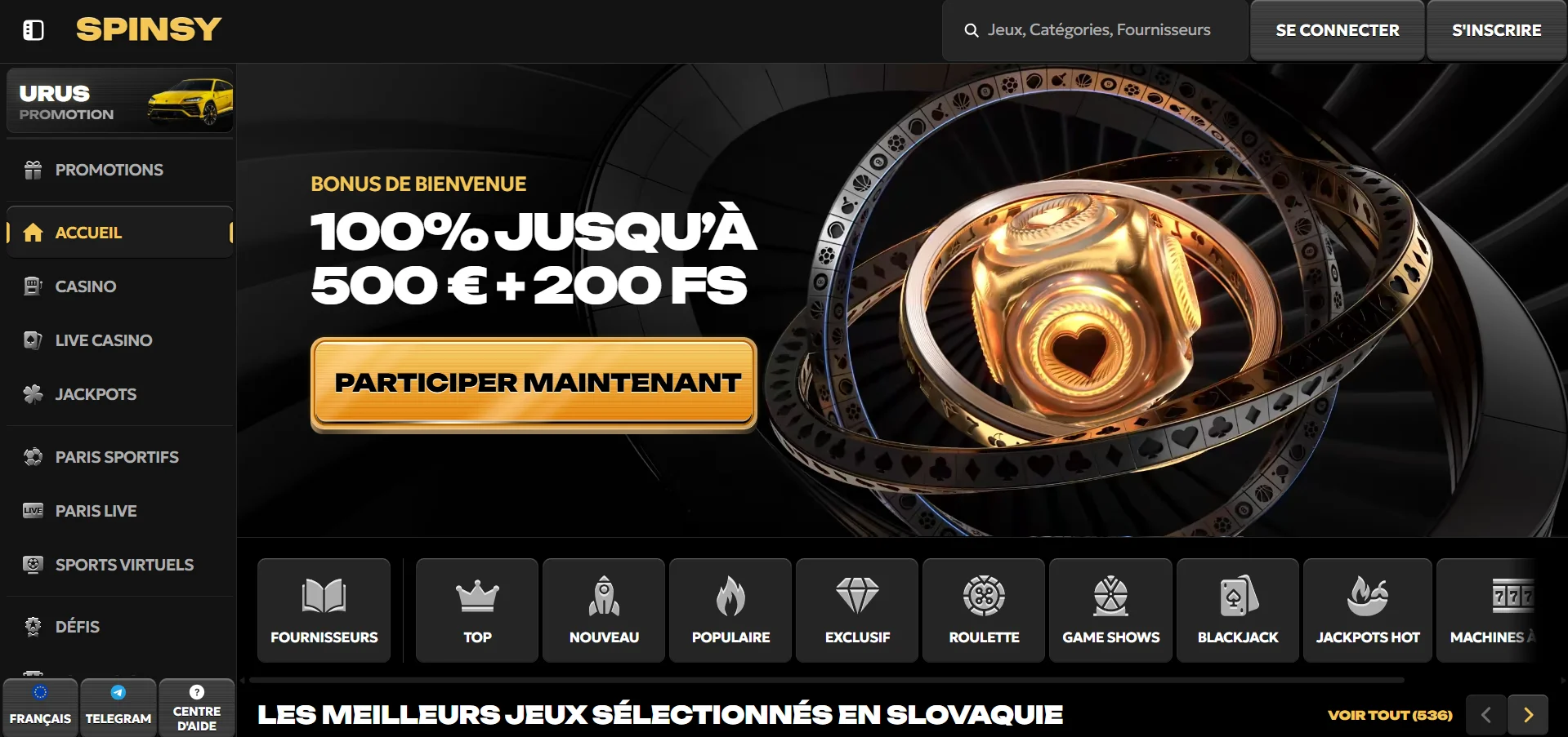 Spinsy casino en ligne France