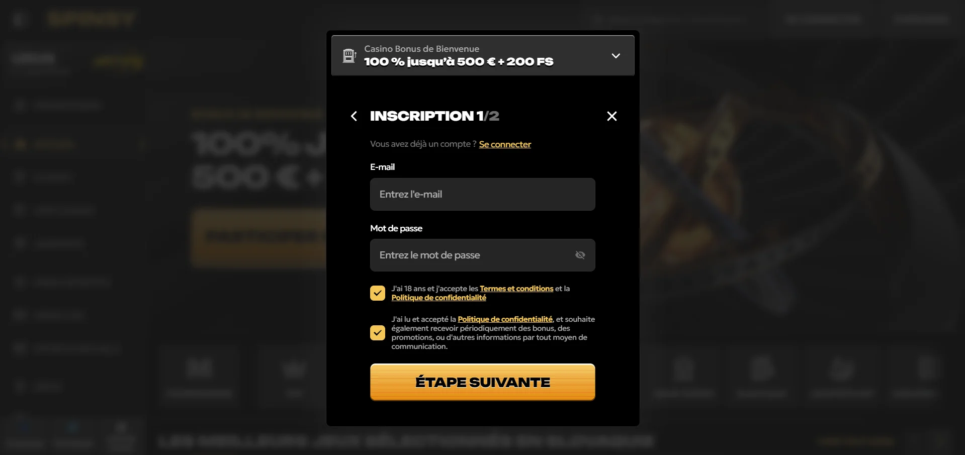 Spinsy Casino : comment s'inscrire