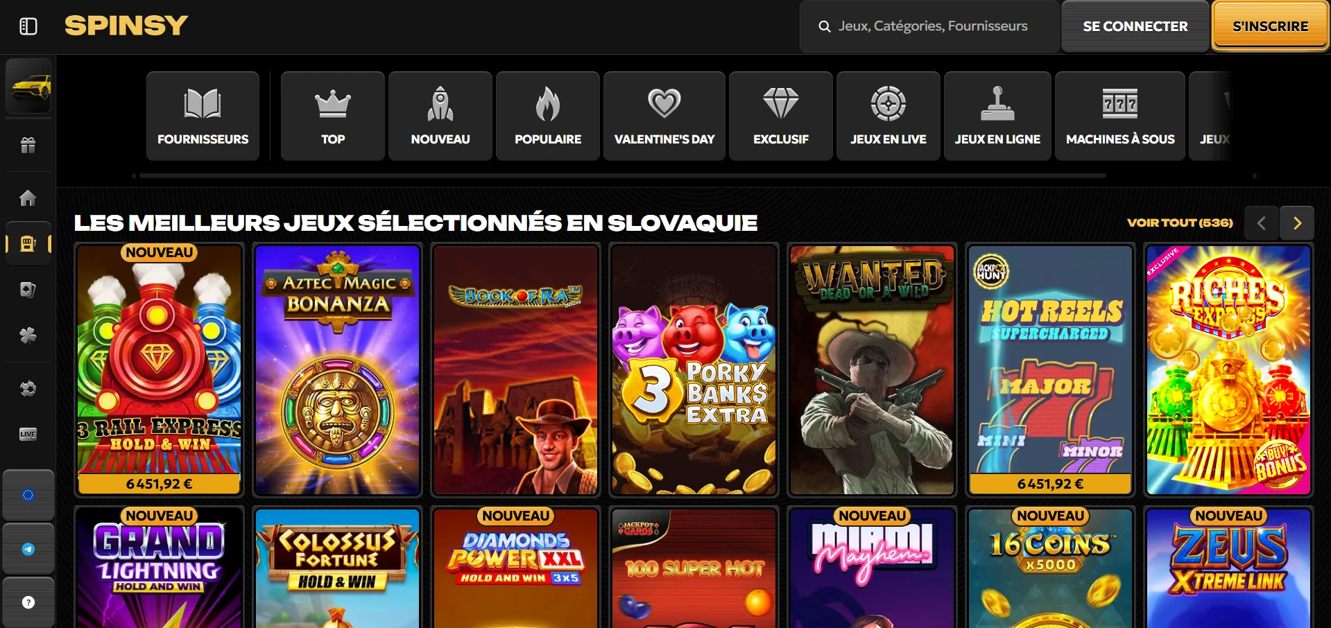Spinsy casino jeux